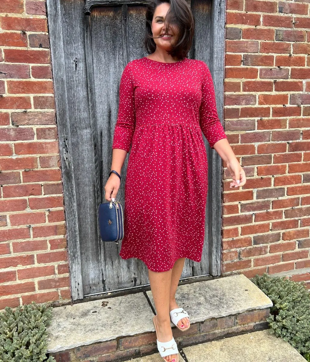 Ex Seasalt Red Dot Guelder Rose Dress Vibrant Tone