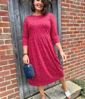 Ex Seasalt Red Dot Guelder Rose Dress Adjustable-Length