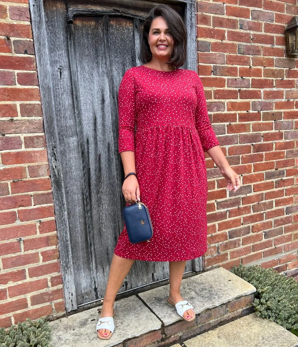 Classic knee-length dress Ex Seasalt Red Dot Guelder Rose Dress