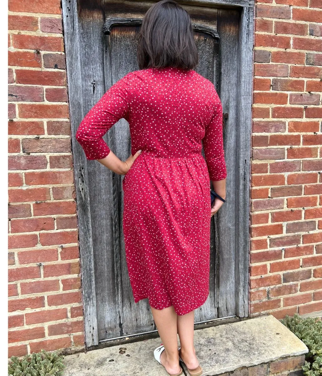 Ex Seasalt Red Dot Guelder Rose Dress Flattering Lines