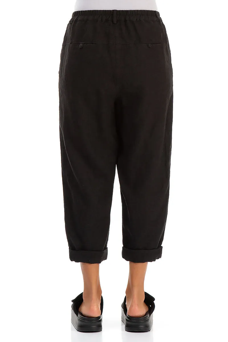 Roll Up Black Linen Trousers OdorResistant