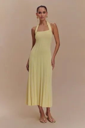 Jacqui Halter Knit Midi Dress - Lemon Self Power