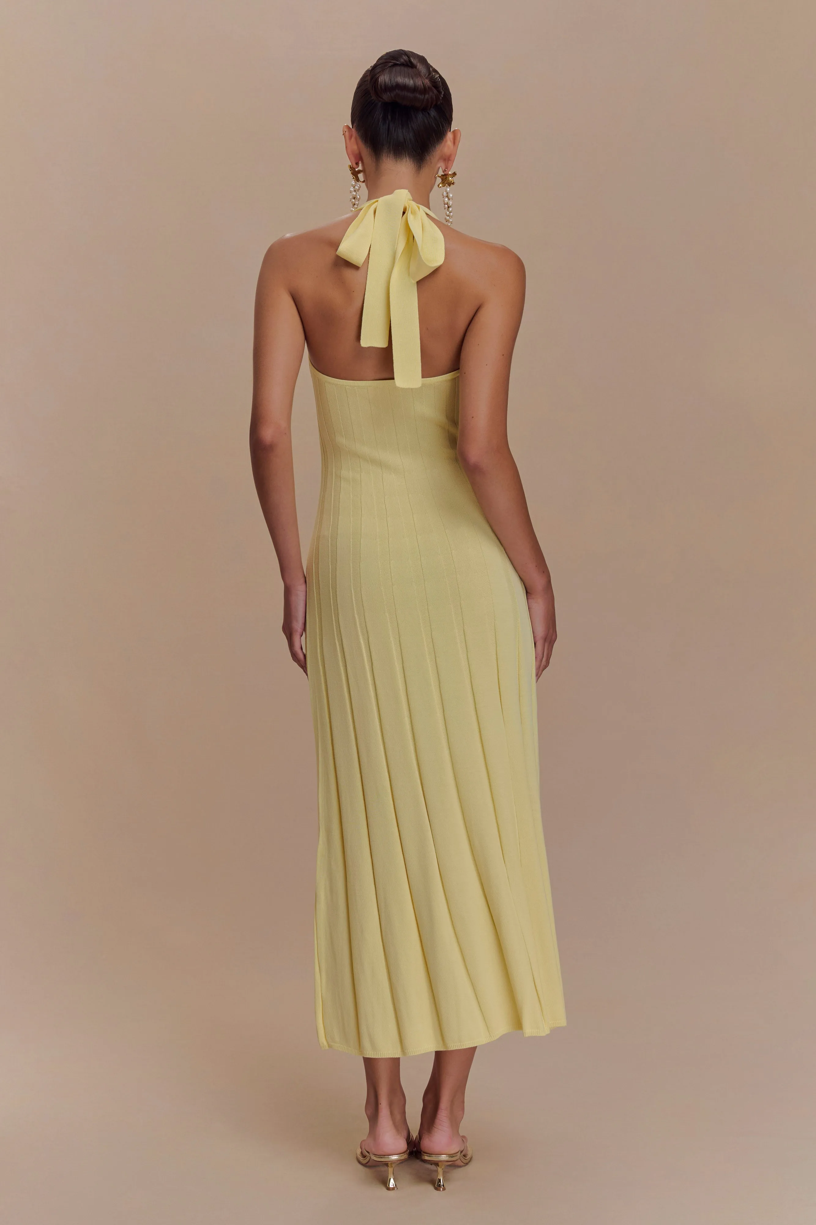Jacqui Halter Knit Midi Dress - Lemon Classic and Modern
