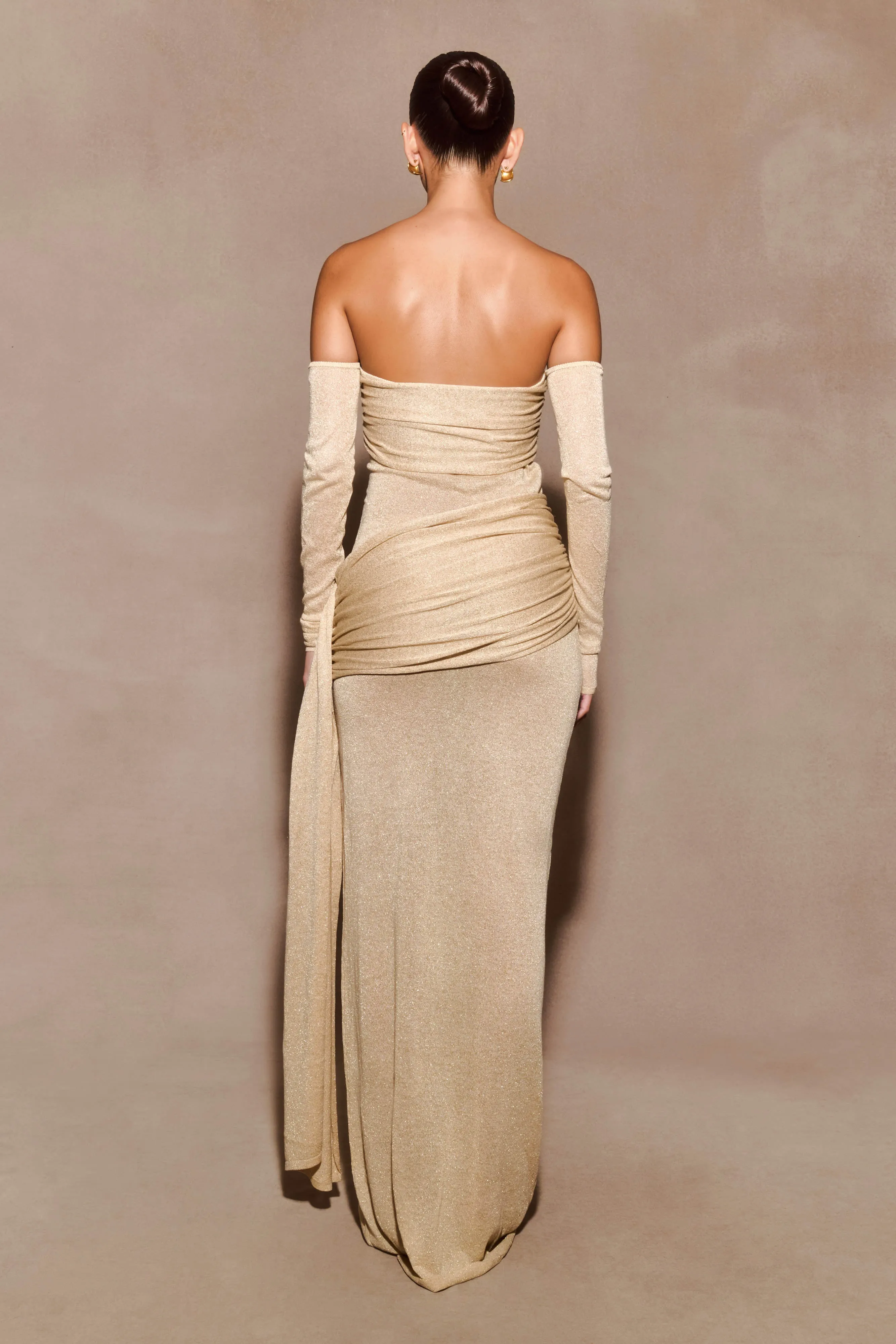 Ingrid Metallic Knit Maxi Dress - Bronze Mid layer Hidden-Pocket