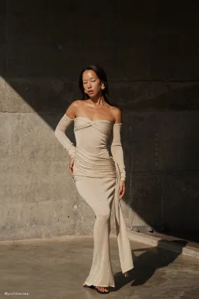 Ingrid Metallic Knit Maxi Dress - Bronze Soft Stitch All-day Comfort