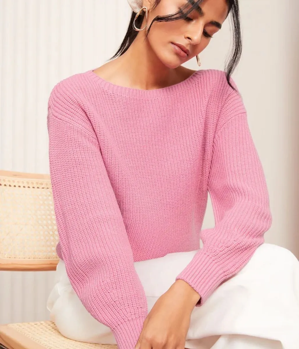 Pink Boat Neck Knitted Jumper Chilly Fit Wear