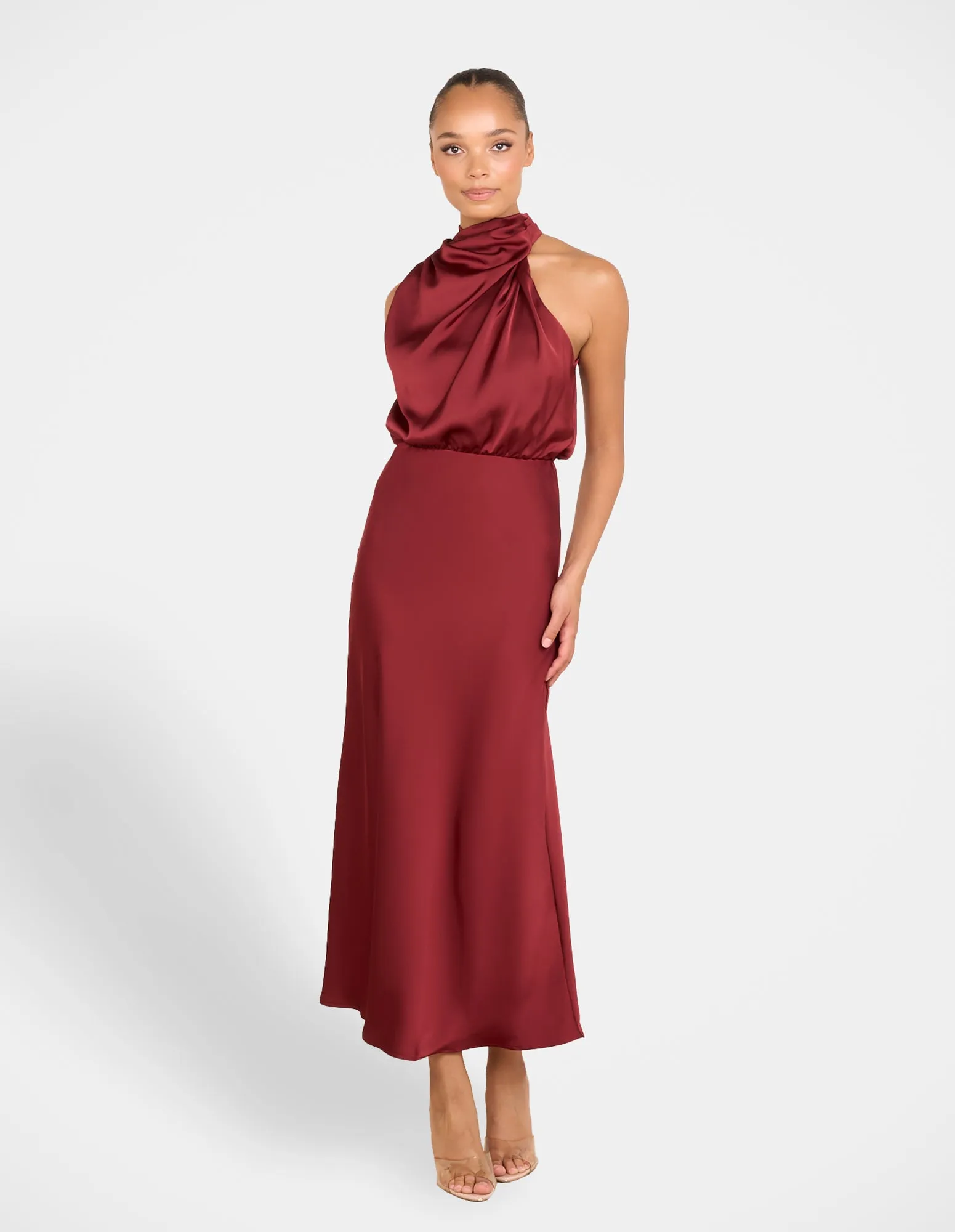 Dominic High Neck Midi Dress Elegant Mature
