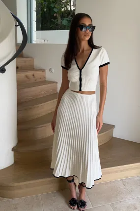 Chill Fit breathable panels Jolene Contrast Rib Knit Midi Skirt - White