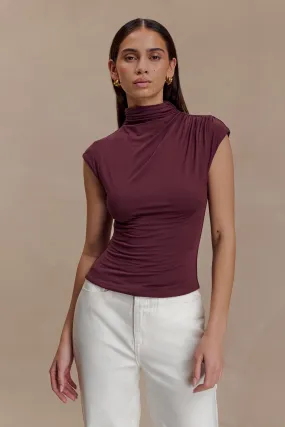 Freesia High Neck Sleeveless Top - Mahogany TaglessLabel