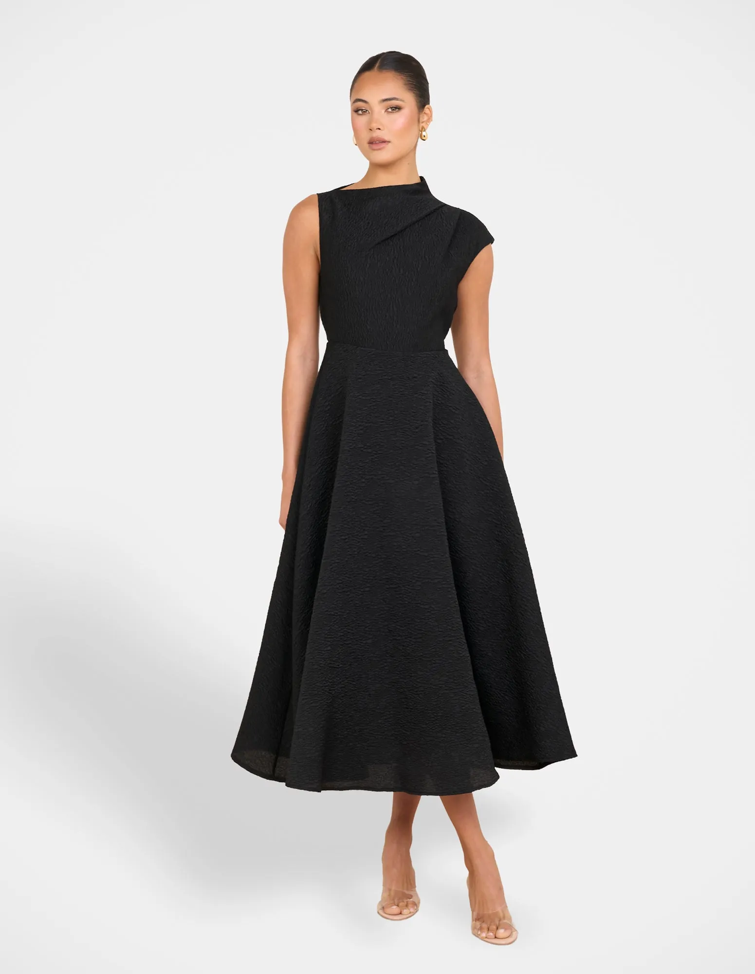 Monarch High Neck Midi Dress Insulating-Lining Comfy Layers