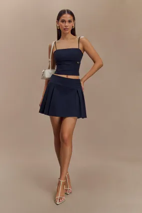 Aberley Crop Top - Dark Navy Yarn Dyed Pattern Cloth FlexFit Technology