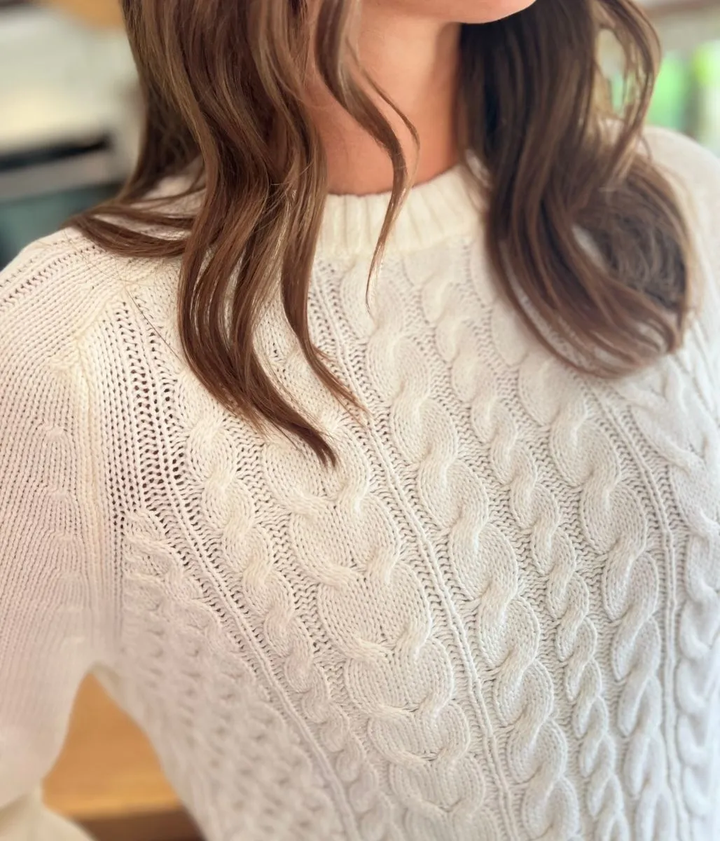 Ivory Textured Cable Knit Jumper Flexible Fit