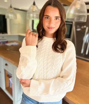 Layered Style Wear Ivory Textured Cable Knit Jumper