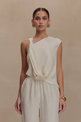 Casual Pullover SlipResistant Violeta Asymmetric Top - Ivory