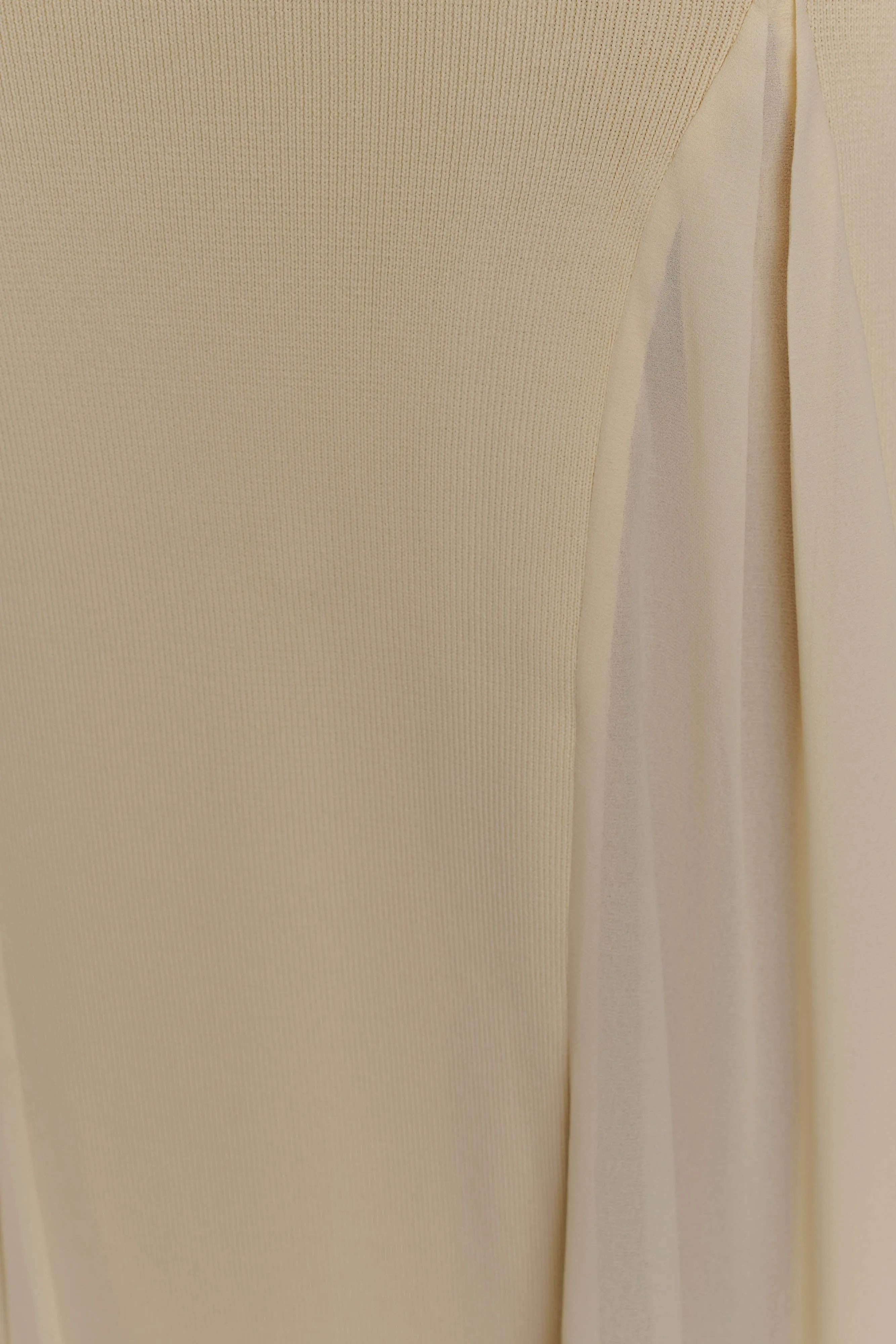 Flared shape Soleil Knit And Mesh Halter Maxi Dress - Cream