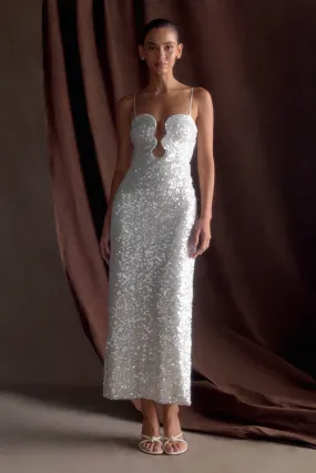 Light Layers Cool Comfort Makari Sequin Maxi Dress - White
