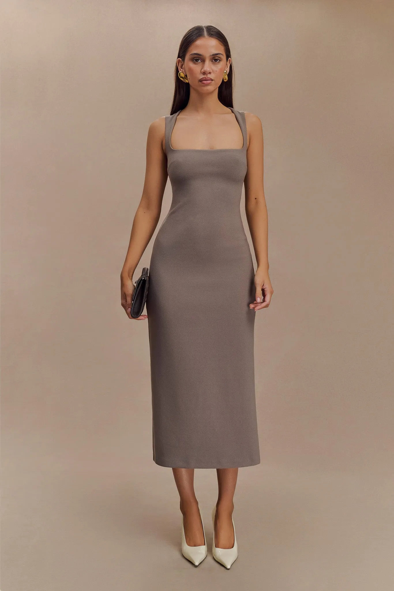 Frida Crepe Midi Dress - Smoke Sleek Form