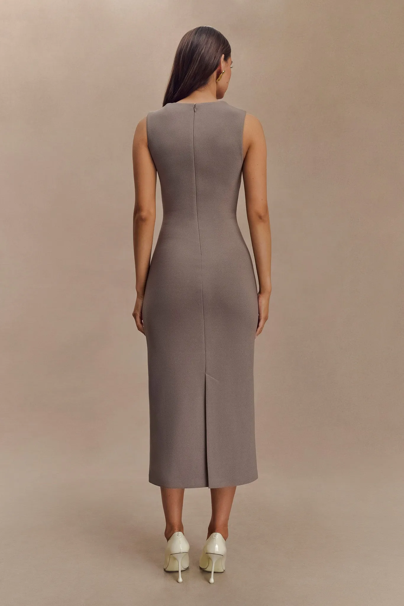 Frida Crepe Midi Dress - Smoke Seamless Finish Bold Touches