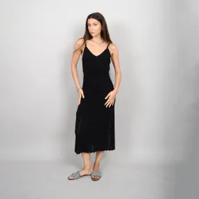 Street Vibe Dreamy Texture SPAGHETTI STRAP DRESS (BLACK)