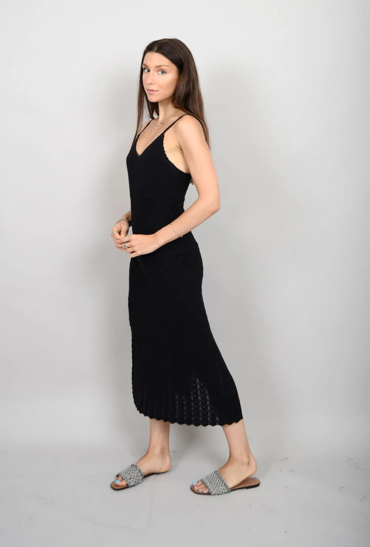 Understated Glam Skin Touch SPAGHETTI STRAP DRESS (BLACK)