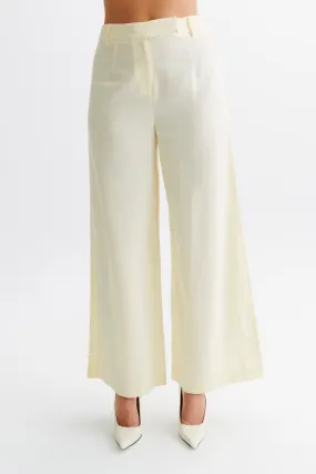 Versatile Layer Polished Look Franca Linen Wide Leg Pant - Lemon Sherbet