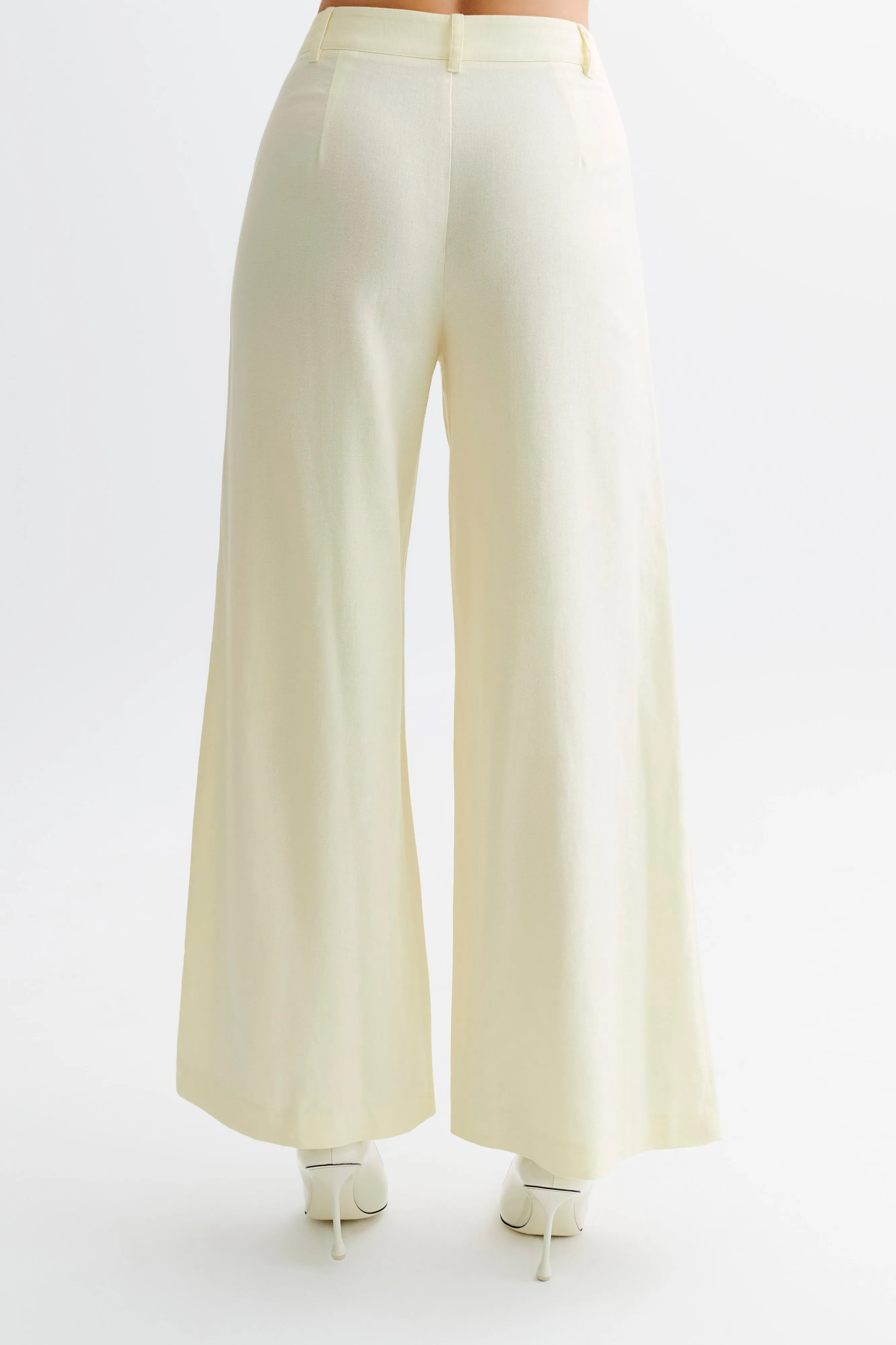 Franca Linen Wide Leg Pant - Lemon Sherbet Wrinkle resistant fabric Cozy Comfort