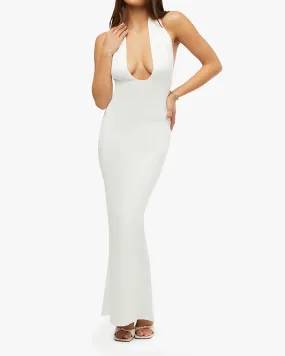 Knit Halter Maxi Dress Trend-Inspired ElasticWaistband