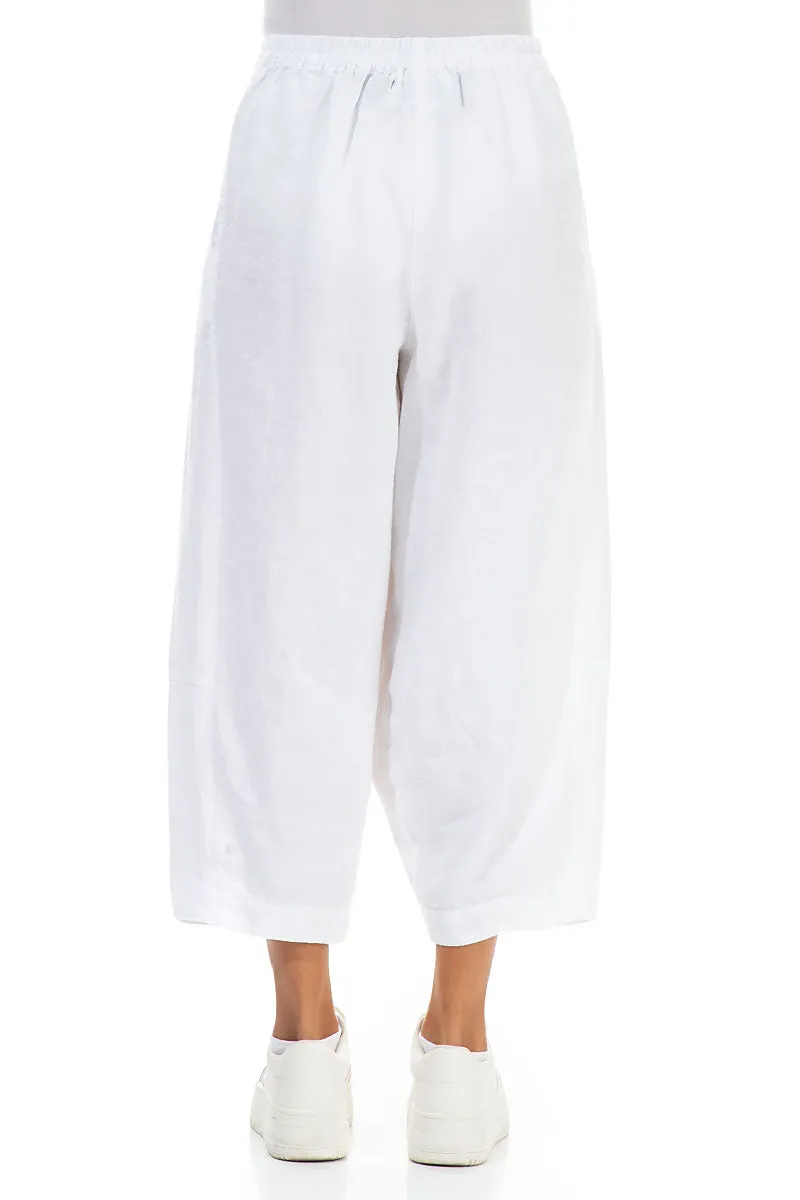 Move Friendly Smart Motion Wide Cropped White Linen Trousers