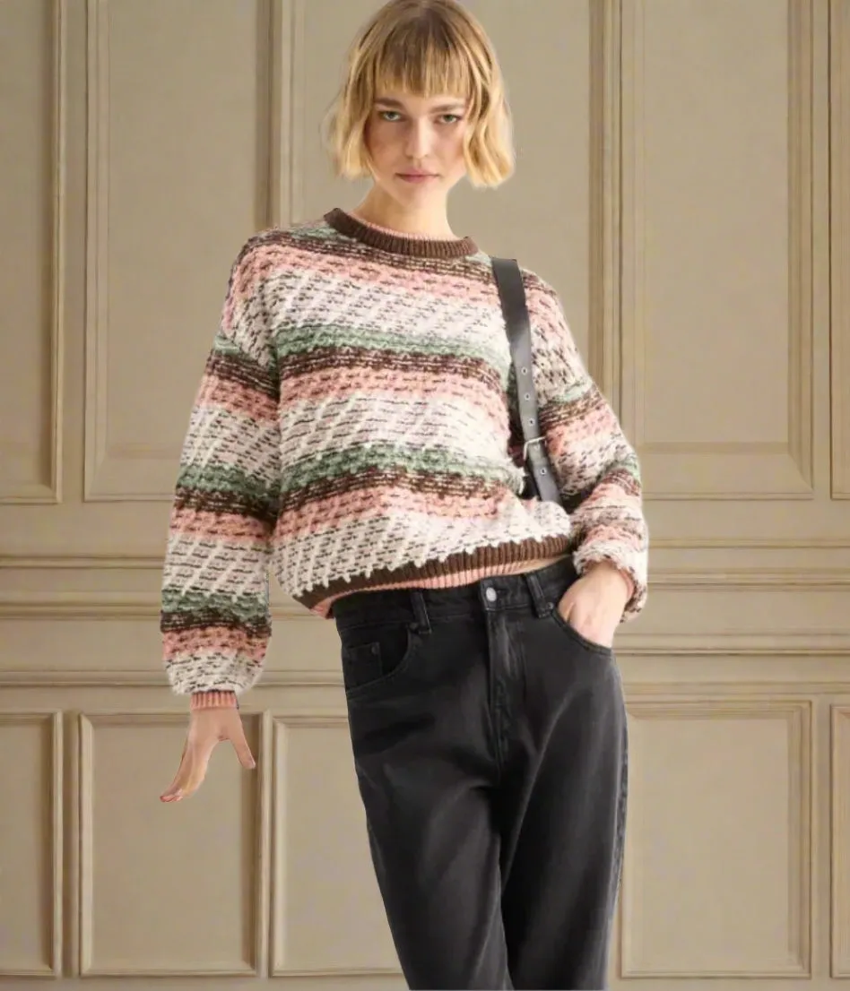 Smart Style Breathable Open Weave Pink Textured Patterned Jumper