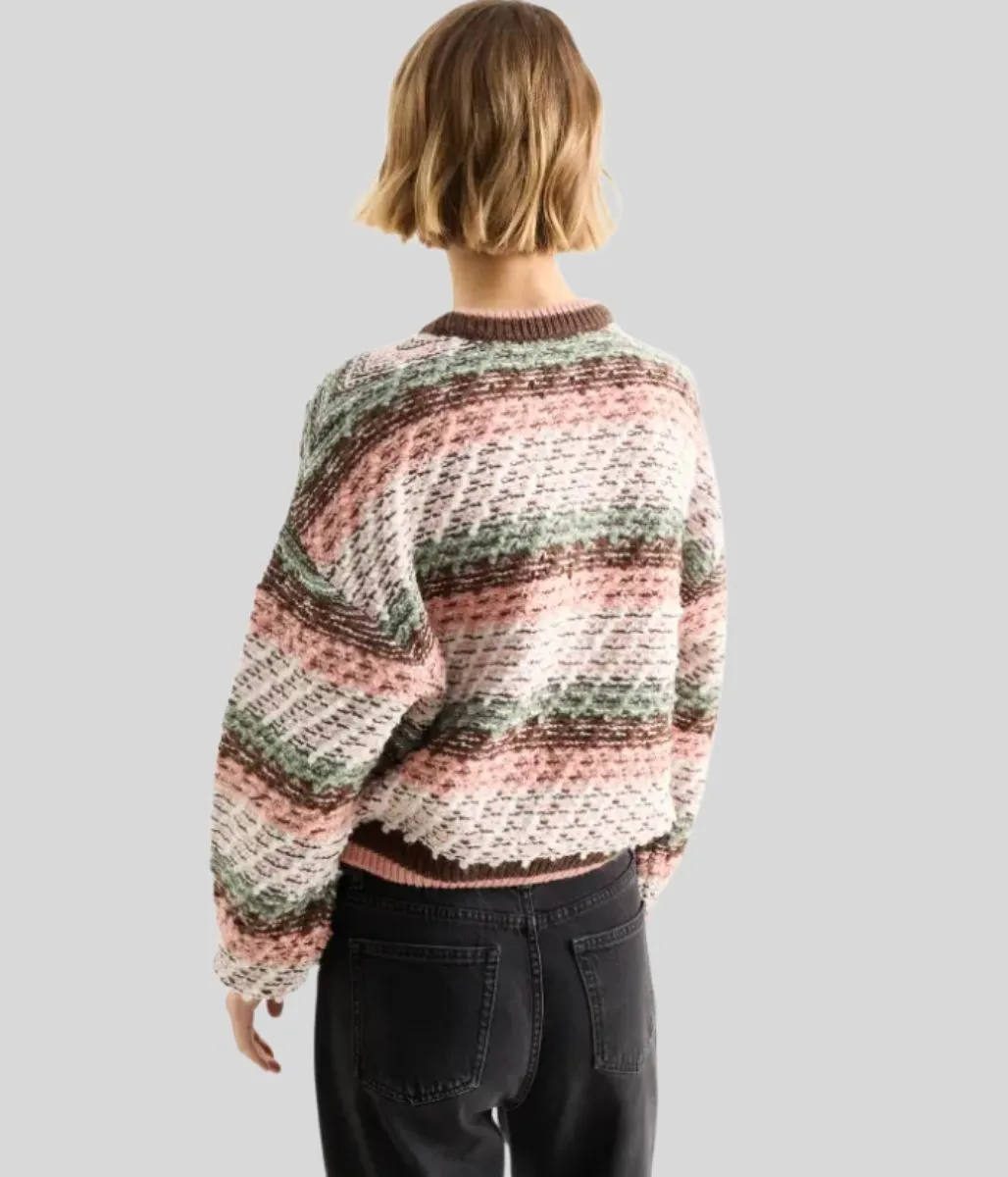 Pink Textured Patterned Jumper Layered Knit Trendy Knit