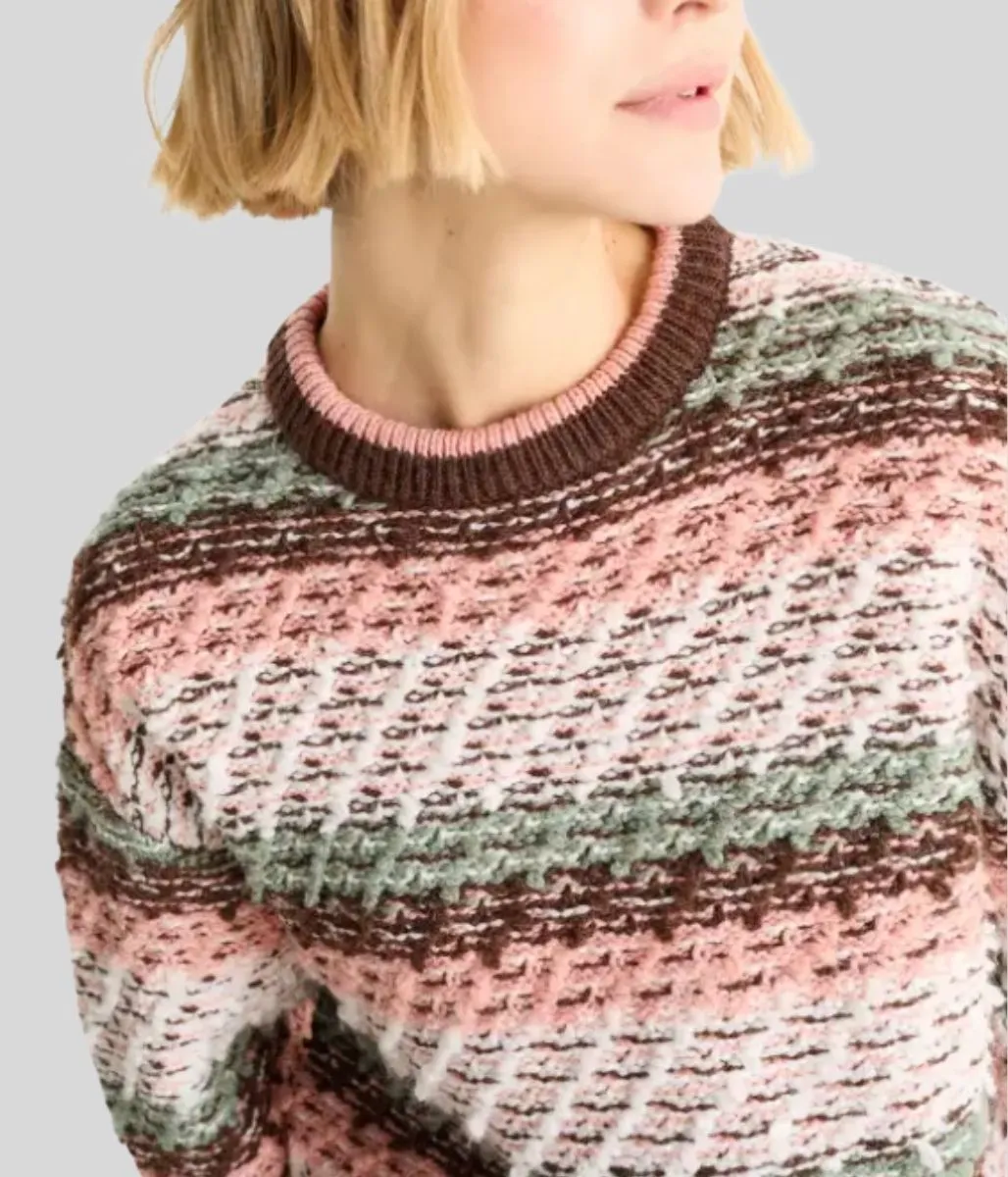 Pink Textured Patterned Jumper Hypoallergenic Wool Mix