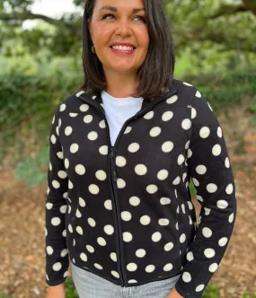 FlexibleNeckline Polka Dot Print Soft Full Zip Fleece