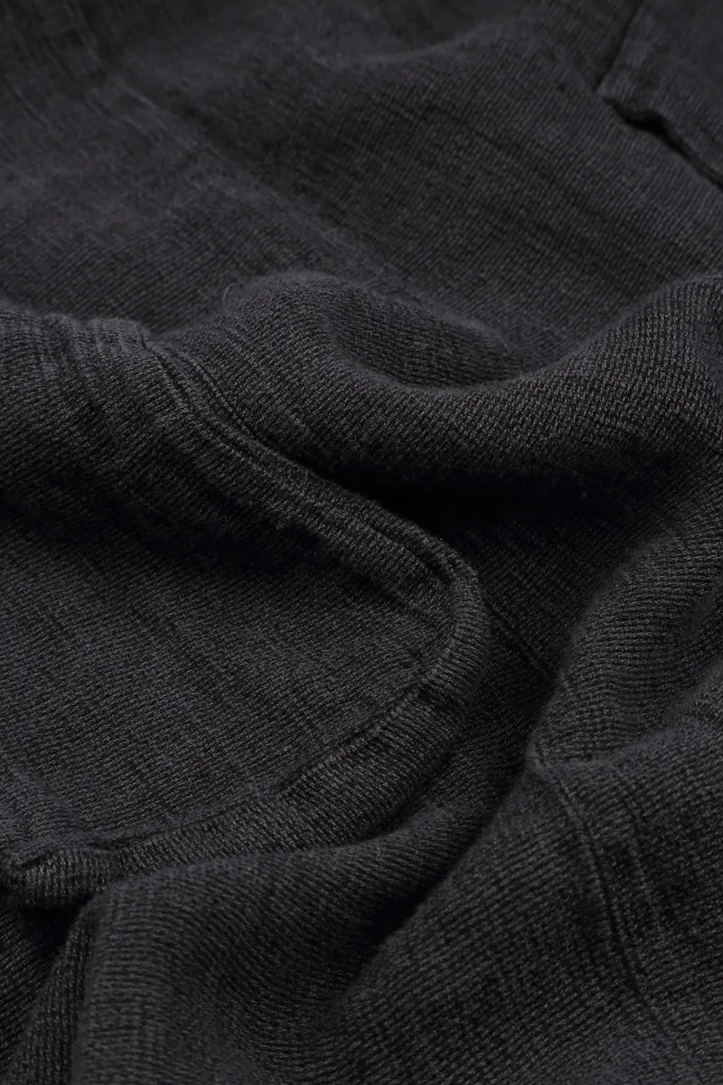 Anti Pilling Finish Roll Up Black M??lange Linen Trousers