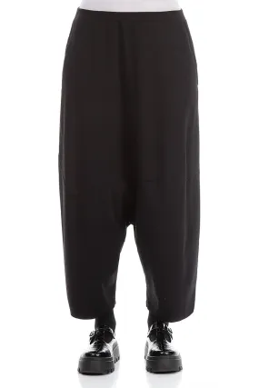 Day Comfort Cozy Casual Loose Baggy Black Cotton Trousers