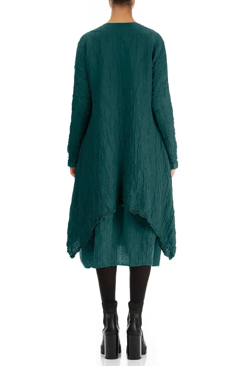 Anti Pill Technology Dropped Edge Crinkled Peacock Silk Jacket