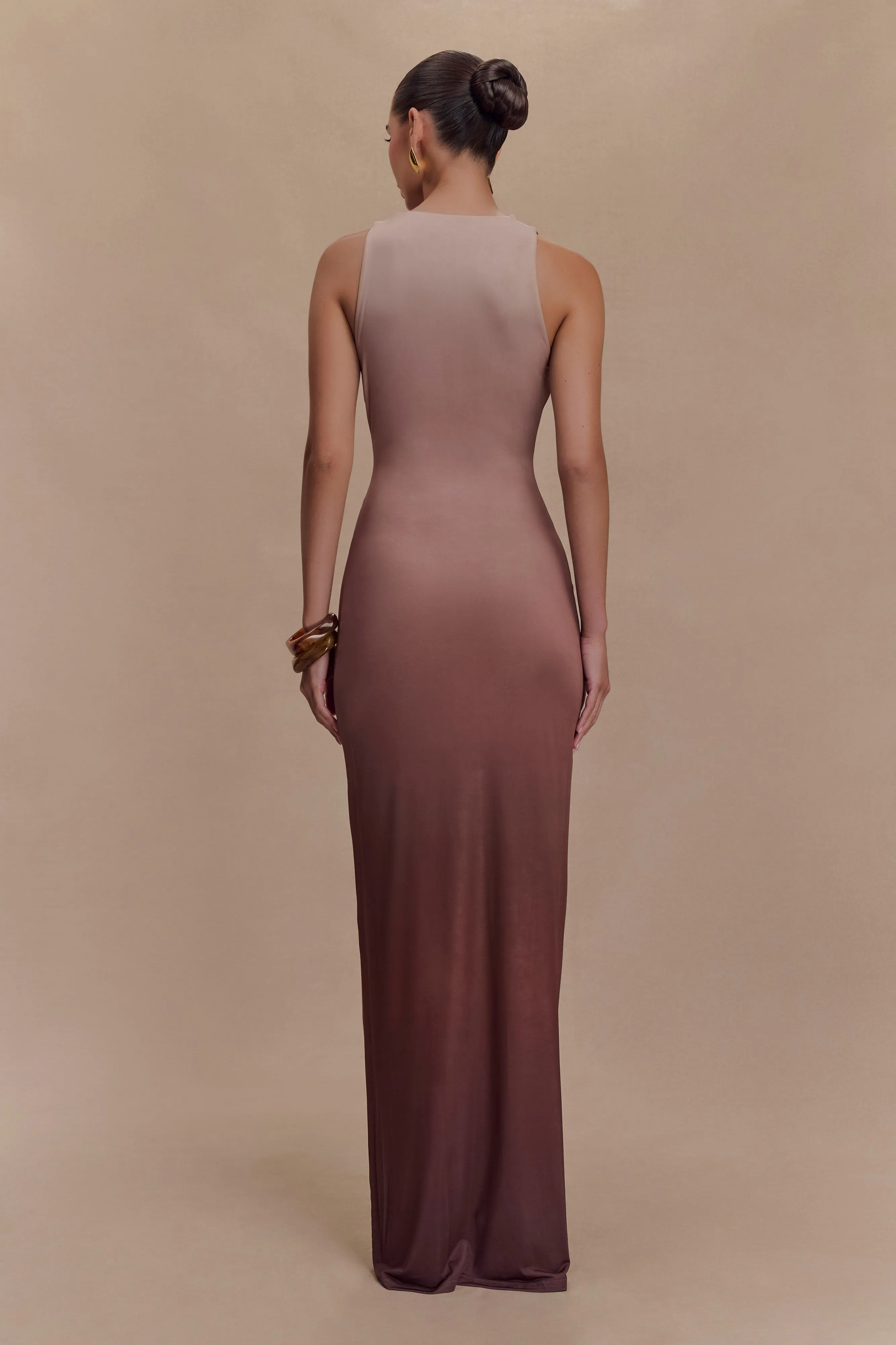 Stella Draped Slinky Maxi Dress - Mocha Ombre Lounge Base