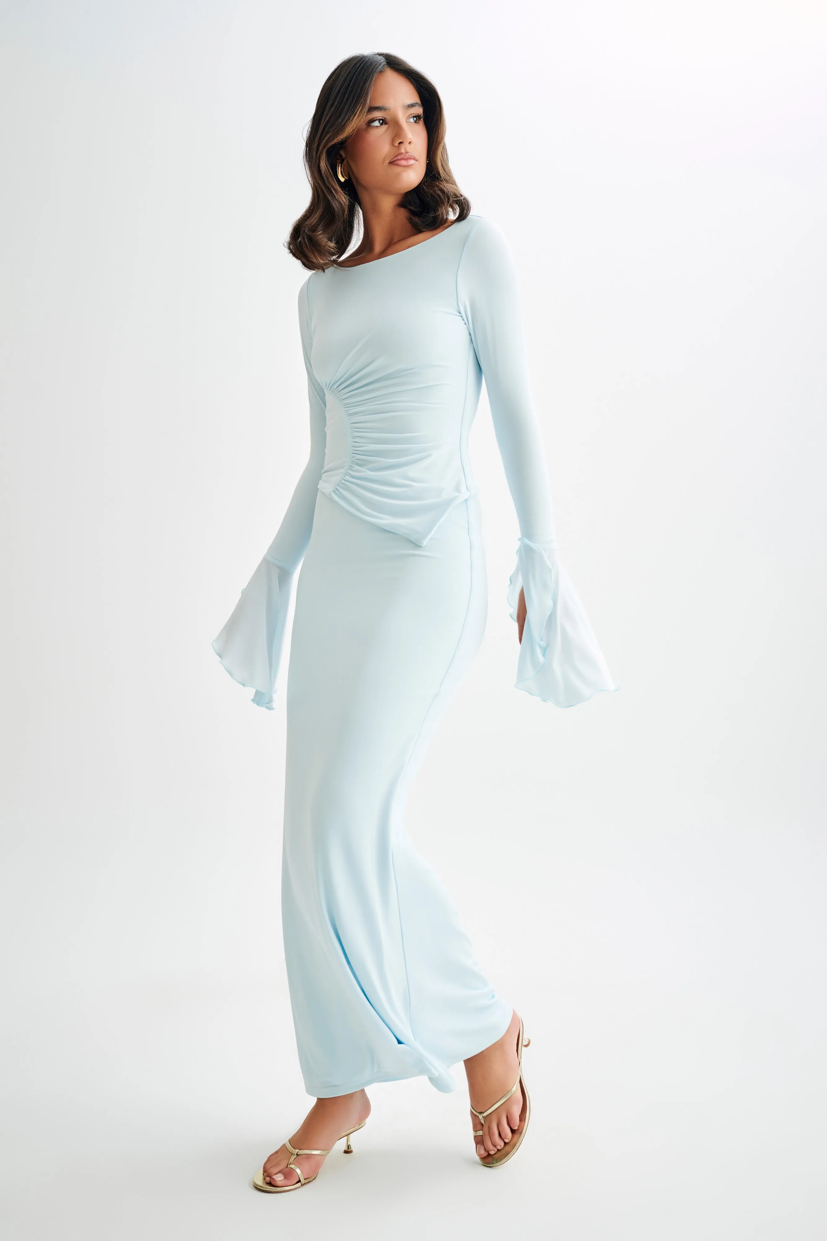 Stevie Bell Sleeve Slinky Top - Sky Blue FadeResistant Finish Anti Odor Treatment