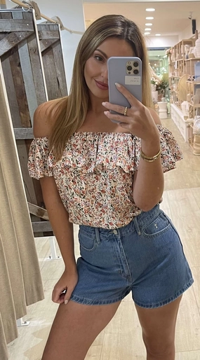 STILLA OFF SHOULDER TOP - FLORAL TearResistantWeave All Purpose Casual Cut