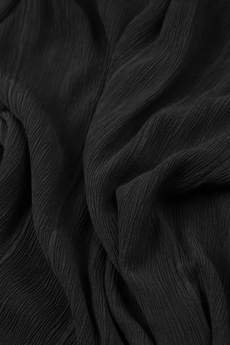 Straight Black Silk Viscose Trousers Detachable belt