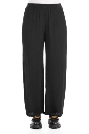AntiStaticLining Straight Black Silk Viscose Trousers