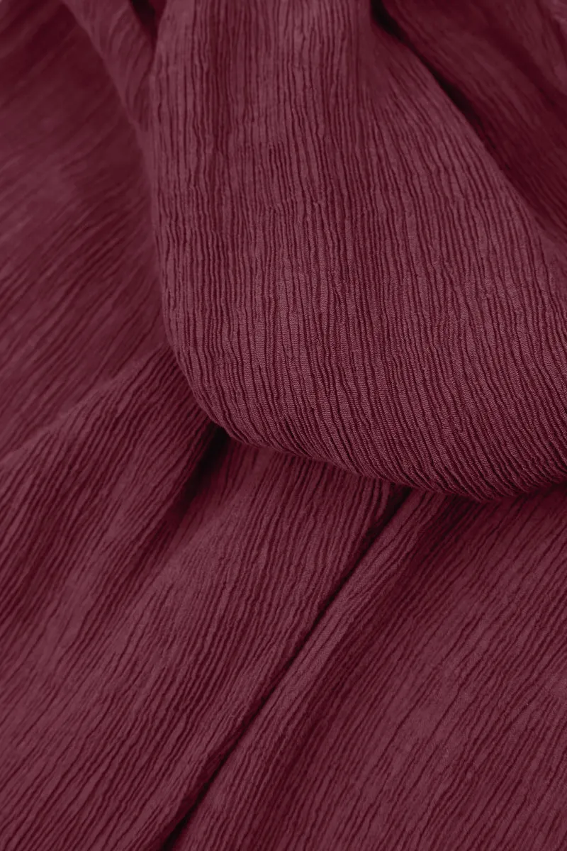 Straight Cropped Merlot Silk Viscose Trousers Light wash Breathable Comfort