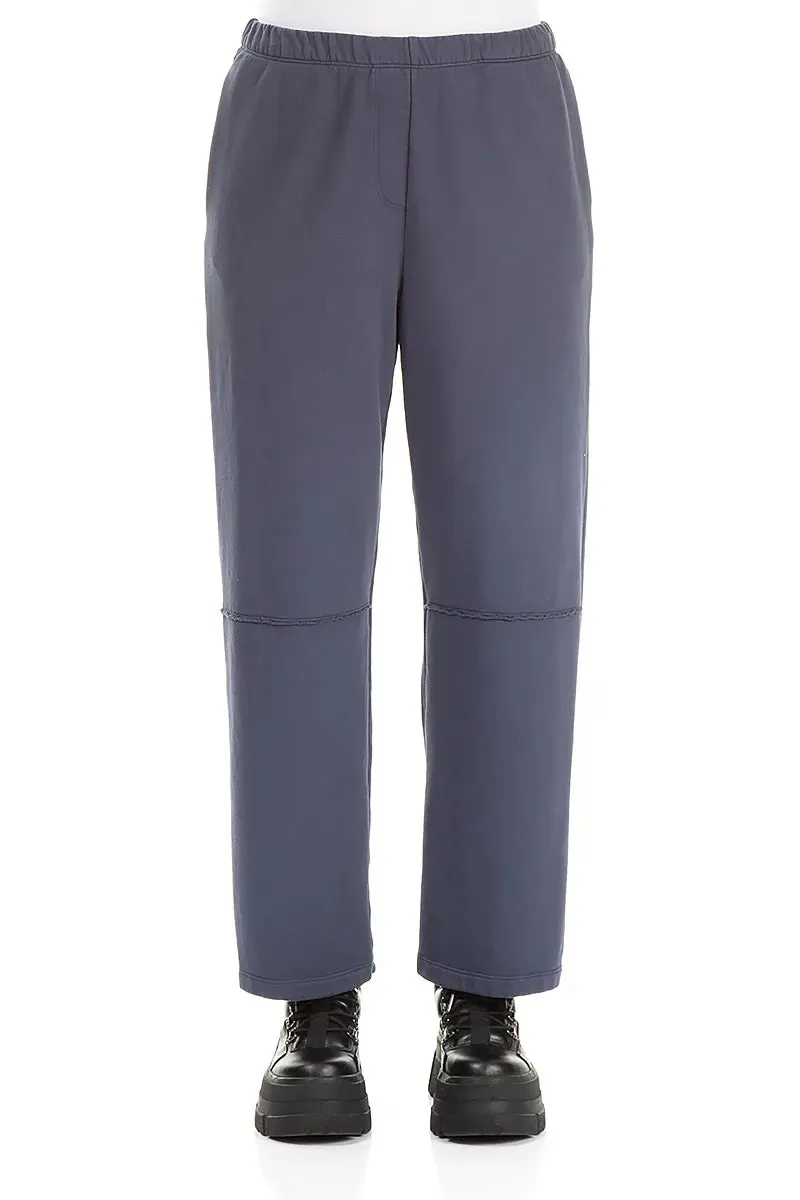 Ultra Soft Inner Layer Straight Slate Blue Cotton Trousers