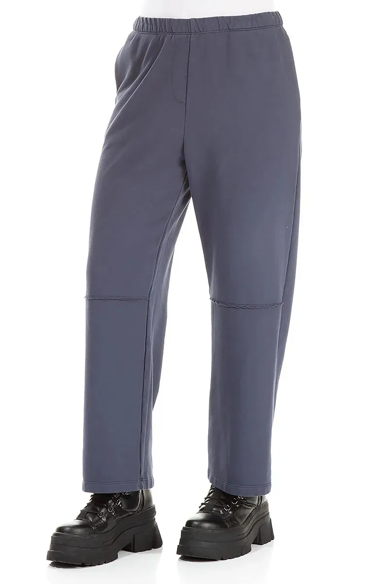 Tough Build Sporty Layers Straight Slate Blue Cotton Trousers