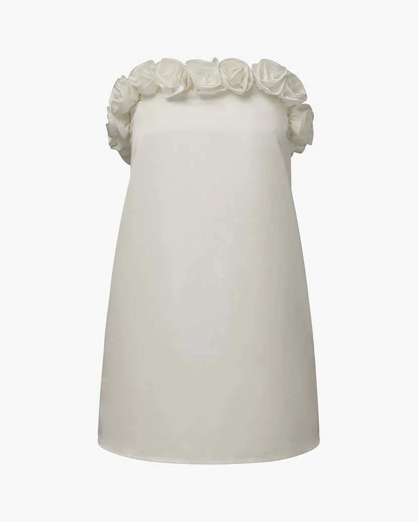 Strapless A-line Rose Mini Dress Chic Tailoring