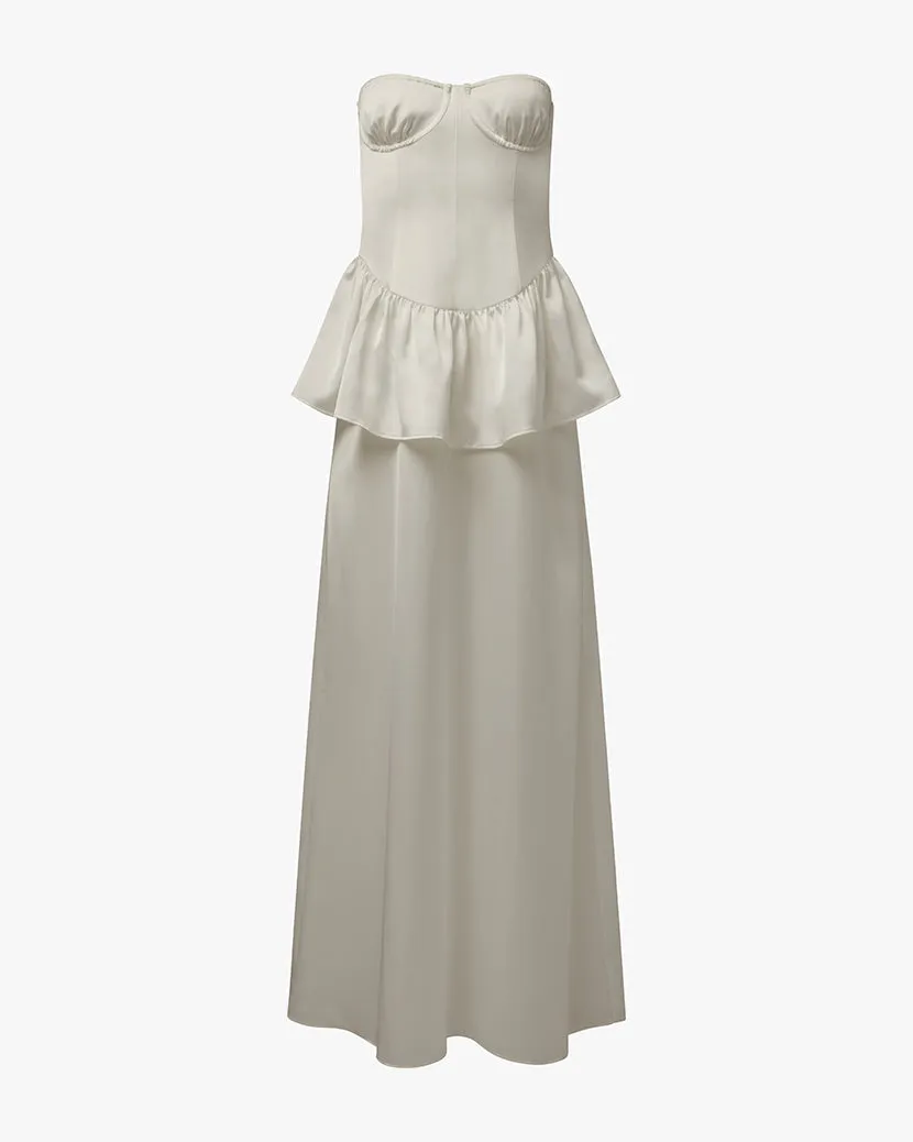 Strapless Corset Peplum Maxi Dress Feather Light QuickDryTechnology