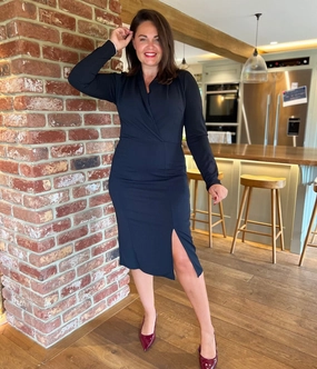 Black Long Sleeve Wrap Dress Clean Comfort Cozy and Comfortable