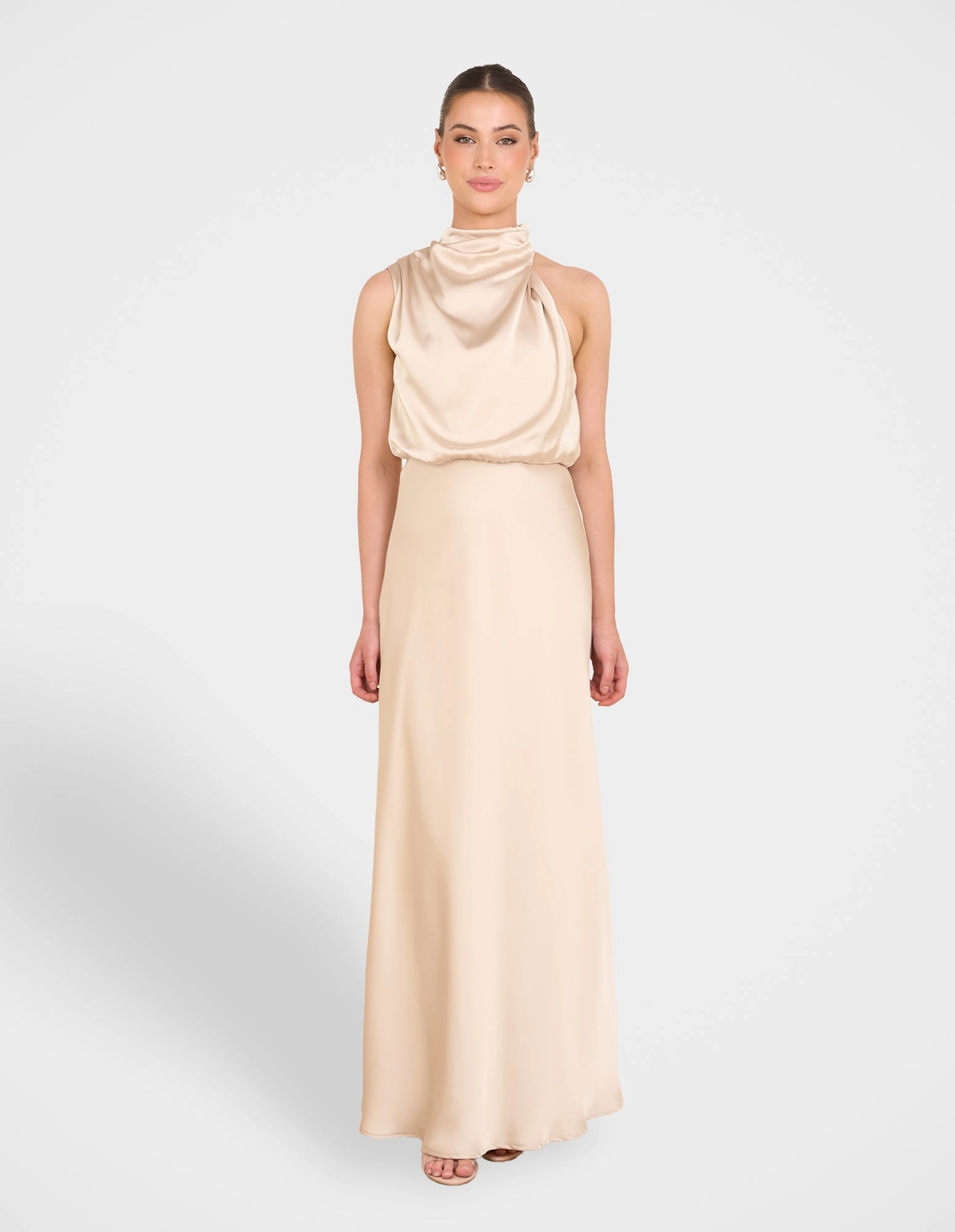 TearResistantFabric Bow Glow Tate High Neck Gown