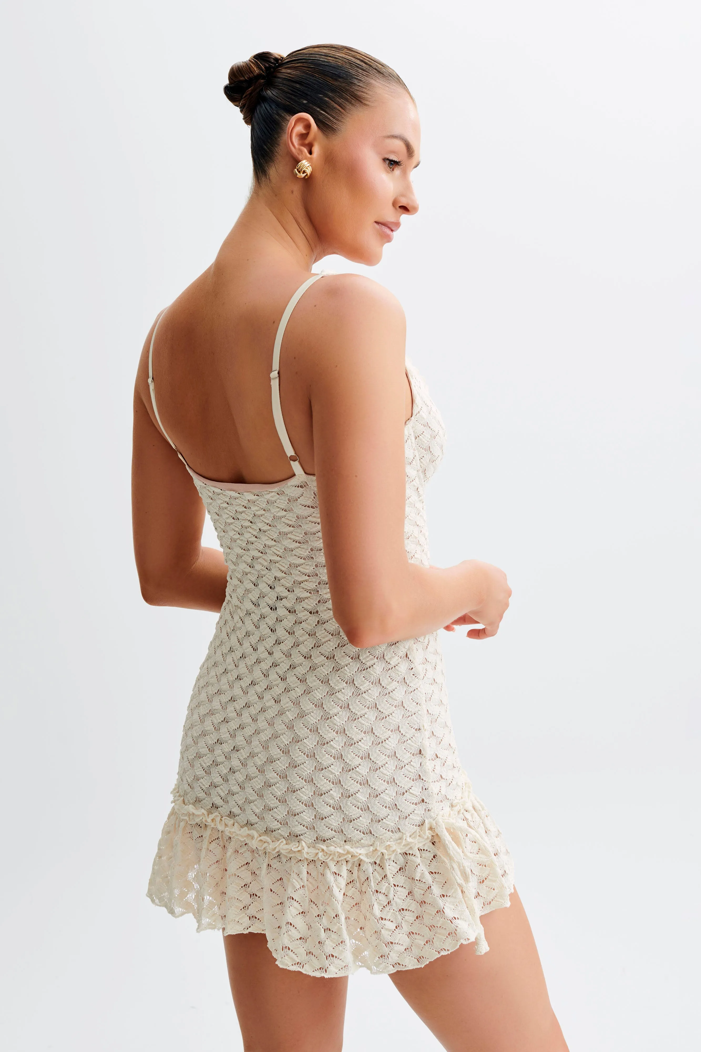 Cozy Texture Marietta Cupped Lace Mini Dress - Ivory