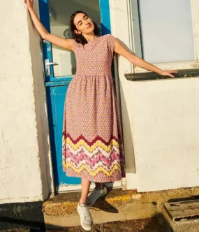 Addison Geo Print Midi Dress StretchableKnit Soft cotton blend dress