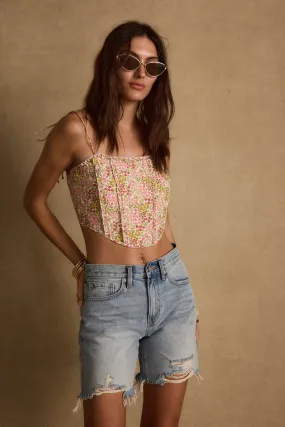 Bay View Floral Corset Top MicroPerforated Details